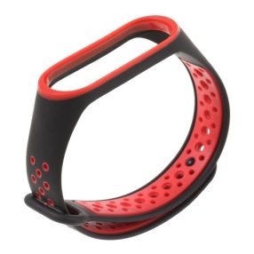   Xiaomi Mi Band 3 Óraszíj - Pótszíj TwoTone Style Fekete/Piros