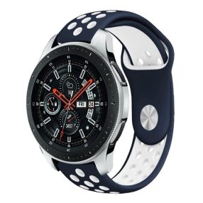   Samsung Galaxy Watch 46mm Óraszíj - Pótszíj Szilikon Hollow Style Lyukacsos Kék/Fehér