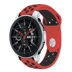   Samsung Galaxy Watch 46mm Óraszíj - Pótszíj Szilikon Hollow Style Lyukacsos Piros/Fekete