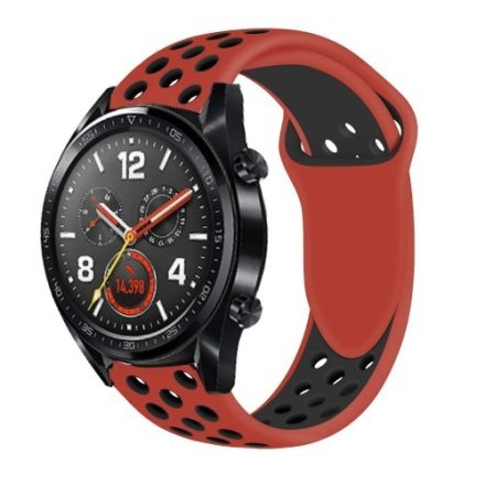 Huawei Watch GT Óraszíj - Szilikon Pótszíj Trendy Sport Style Piros/Fekete