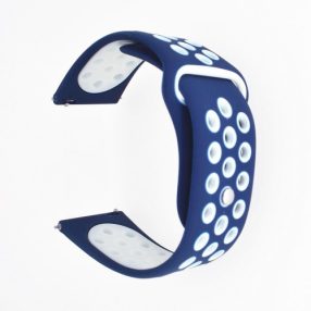   Samsung Galaxy Watch Active Óraszíj - Pótszíj SM-R500 Szilikon Hollow Style Lyukacsos Sötétkék/Fehér