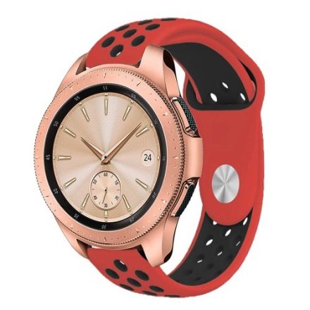 Samsung Galaxy Watch 42mm Pótszíj - Szilikon Óraszíj TwoTone Series Piros/Fekete