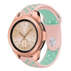   Samsung Galaxy Watch 42mm Pótszíj - Szilikon Óraszíj TwoTone Series Rózsaszín/Cián