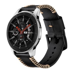   Samsung Galaxy Watch Active Óraszíj Pótszíj - Sewn Edges Bőrszíj Fekete