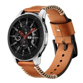   Samsung Galaxy Watch Active Óraszíj Pótszíj - Sewn Edges Bőrszíj Barna