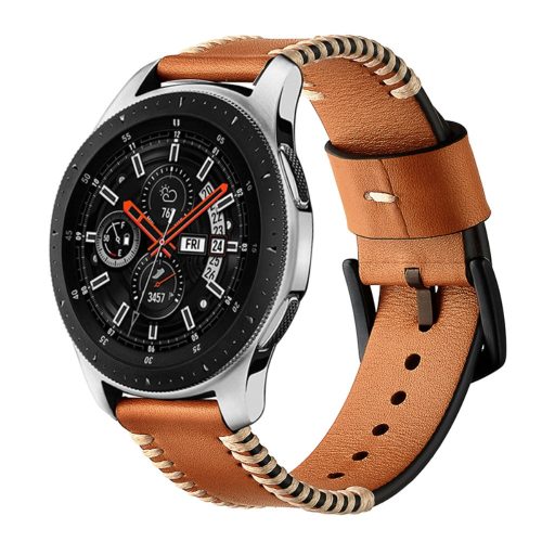 Samsung Galaxy Watch Active Óraszíj Pótszíj - Sewn Edges Bőrszíj Barna
