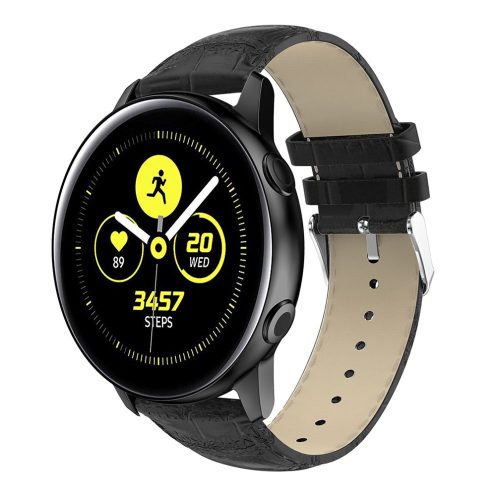 Samsung Galaxy Watch Active Óraszíj Pótszíj - Krokodil Bőrmintázattal Fekete