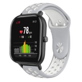   Huawei Amazfit GTS Óraszíj - Pótszíj Szilikon Lyukacsos DualColor Szürke/Fehér