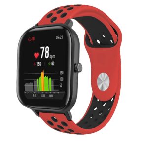   Huawei Amazfit GTS Óraszíj - Pótszíj Szilikon Lyukacsos DualColor Piros/Fekete