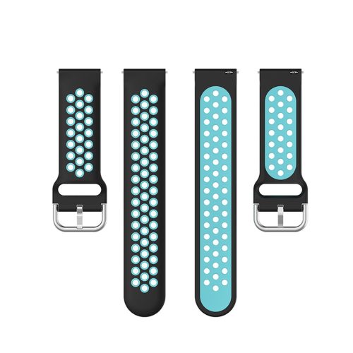 RMPACK Samsung Galaxy Watch4 Classic 46mm, 44mm Óraszíj Szilikon Pótszíj Sport Hollow Style Fekete/Cián