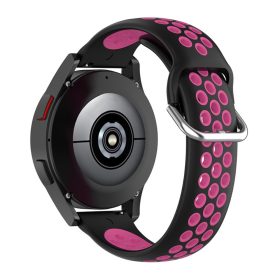   RMPACK Samsung Galaxy Watch4 Classic 46mm, 44mm Óraszíj Szilikon Pótszíj Sport Hollow Style Fekete/Pink