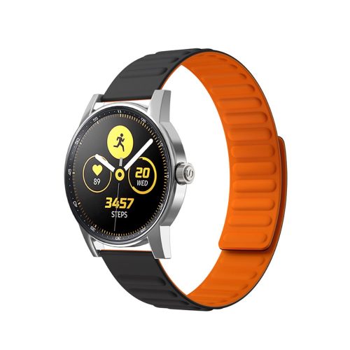 RMPACK Samsung Galaxy Watch4 Classic 46mm 42mm / 44mm 40mm Mágneses Szíj Pótszíj Szilikon Óraszíj Fekete/Narancsssárga