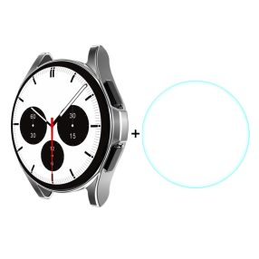   RMPACK Samsung Galaxy Watch4 Classic 42mm Védőkeret + Üvegfólia Képernyővédő Tempered Glass Ezüst