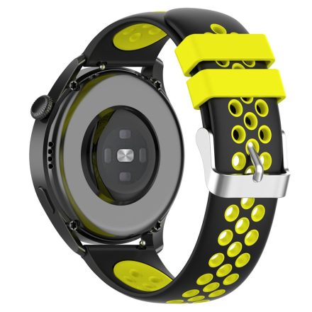 RMPACK Huawei Watch GT3 46mm Pótszíj Szilikon Óraszíj Sport Hollow Style Fekete/Sárga