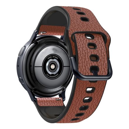 RMPACK Huawei Watch GT3 46mm Pótszíj Bőrszíj Óraszíj Megerősített Záródással Litchi Style Barna