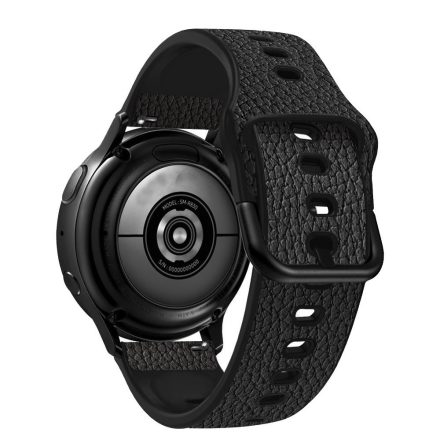 RMPACK Huawei Watch GT3 46mm Pótszíj Bőrszíj Óraszíj Megerősített Záródással Litchi Style Fekete