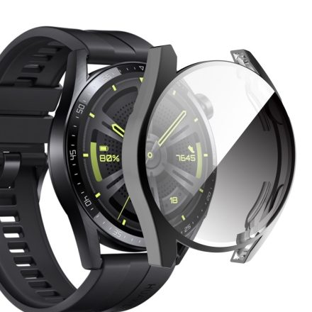 RMPACK Huawei Watch GT3 46mm Védőkeret Soft TPU Szilikon Előlapvédelemmel 3D FullSize Fekete