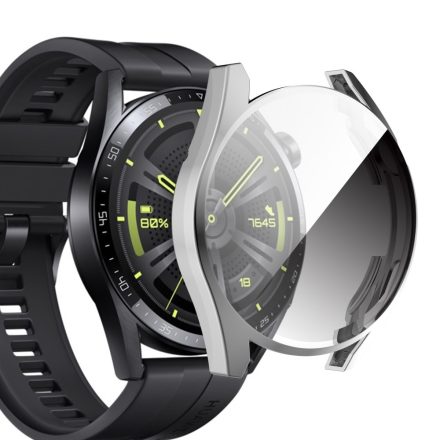 RMPACK Huawei Watch GT3 46mm Védőkeret Soft TPU Szilikon Előlapvédelemmel 3D FullSize Ezüst