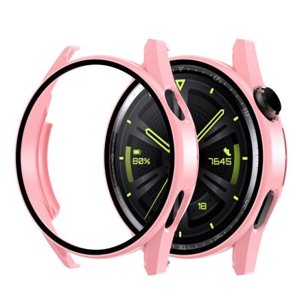 RMPACK Huawei Watch GT3 46mm Védőkeret + Tempered Glass Üveg Scratch-Proof 3D Rózsaszín