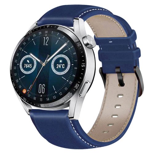 RMPACK Huawei Watch GT 3 46mm / Watch GT Runner Pótszíj Bőrszíj Óraszíj Sötétkék