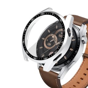   RMPACK Huawei Watch GT 3 46mm Védőkeret + Tempered Glass Kijelzővédő Üvegfólia Shockproof Series Ezüst