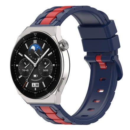 RMPACK Huawei Watch GT 3 46mm Szilikon Óraszíj Pótszíj Óraszíj Chain - Mintázattal Sötétkék/Piros