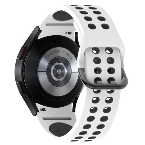 RMPACK 20mm Samsung Galaxy Watch 5 44mm / Watch 5 40mm / Watch 5 Pro 45mm Pótszíj - Szilikon Szíj Óraszíj - Dual Hole Sport Woman Style Fehér/Fekete