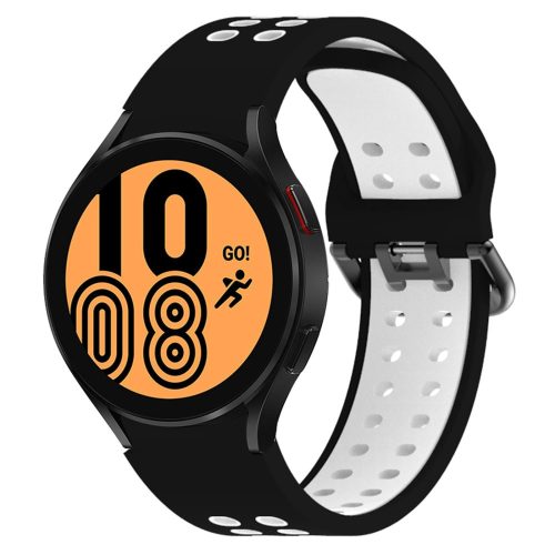 RMPACK 20mm Samsung Galaxy Watch 5 44mm / Watch 5 40mm / Watch 5 Pro 45mm Pótszíj - Szilikon Szíj Óraszíj - Dual Hole Sport Woman Style Fekete/Fehér