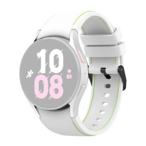  RMPACK 20mm Samsung Galaxy Watch 5 44mm / Watch 5 40mm / Watch 5 Pro 45mm Szilikon Pótszíj Óraszíj Sport Line Series "S" Méret Fehér/Zöld