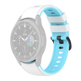   RMPACK 20mm Samsung Galaxy Watch 5 44mm / Watch 5 40mm / Watch 5 Pro 45mm Szilikon Óraszíj Pótszíj DUALColor Series Fehér/Világoskék