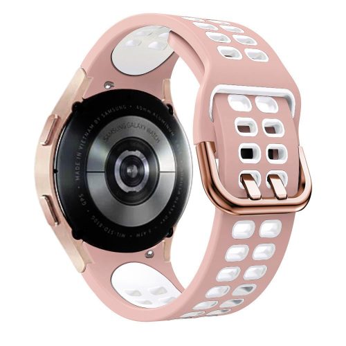 RMPACK 22mm Samsung Galaxy Watch 5 44mm / Watch 5 40mm / Watch 5 Pro 45mm Óraszíj Pótszíj Szilikon SportLife Series DUAL-HOLE Rózsaszín/Fehér