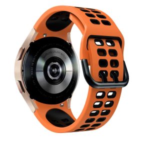   RMPACK 22mm Samsung Galaxy Watch 5 44mm / Watch 5 40mm / Watch 5 Pro 45mm Óraszíj Pótszíj Szilikon SportLife Series DUAL-HOLE Narancssárga/Fekete