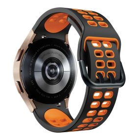   RMPACK 22mm Samsung Galaxy Watch 5 44mm / Watch 5 40mm / Watch 5 Pro 45mm Óraszíj Pótszíj Szilikon SportLife Series DUAL-HOLE Fekete/Narancssárga