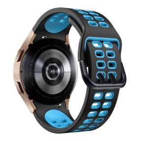   RMPACK 22mm Samsung Galaxy Watch 5 44mm / Watch 5 40mm / Watch 5 Pro 45mm Óraszíj Pótszíj Szilikon SportLife Series DUAL-HOLE Fekete/Világoskék
