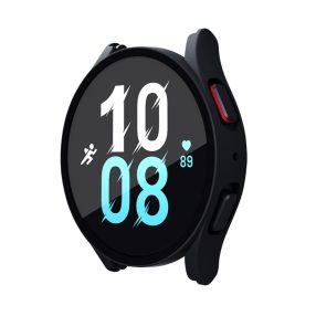   RMPACK Samsung Galaxy Watch 5 44mm / Watch 4 44mm Védőkeret Műanyag + Kijelzővédő Üvegfólia Tempered Glass Protector Fekete