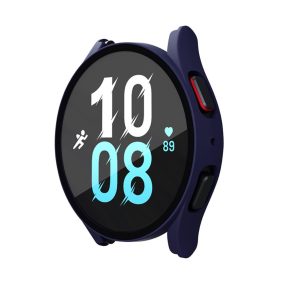   RMPACK Samsung Galaxy Watch 5 40mm / Watch 4 40mm Védőkeret Műanyag + Kijelzővédő Üvegfólia Tempered Glass Protector Sötétkék
