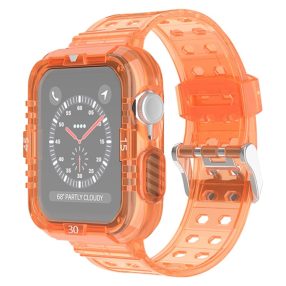   RMPACK Apple Watch Ultra 49mm Óraszíj Pótszíj Védőkerettel Rugged Series Áttetsző/Narancssárga