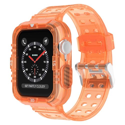 RMPACK Apple Watch Ultra 49mm Óraszíj Pótszíj Védőkerettel Rugged Series Áttetsző/Narancssárga