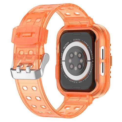 RMPACK Apple Watch Ultra 49mm Óraszíj Pótszíj Védőkerettel Rugged Series Áttetsző/Narancssárga