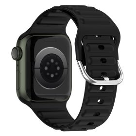   RMPACK Apple Watch Ultra 49mm Szilikon Óraszíj Pótszíj Solid Men Wave Design Series Fekete