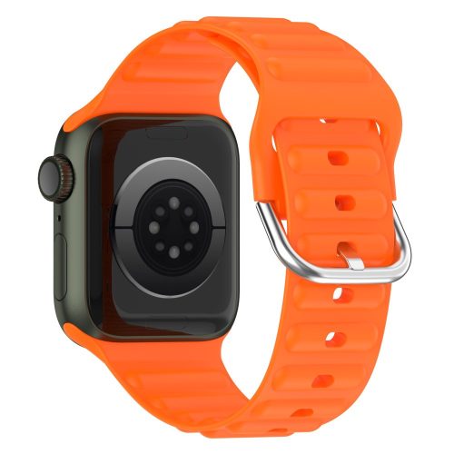 RMPACK Apple Watch Ultra 49mm Szilikon Óraszíj Pótszíj Solid Men Wave Design Series Narancssárga