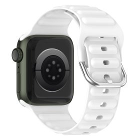  RMPACK Apple Watch Ultra 49mm Szilikon Óraszíj Pótszíj Solid Men Wave Design Series Fehér