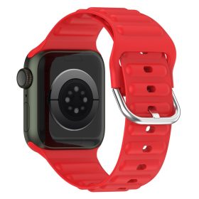   RMPACK Apple Watch Ultra 49mm Szilikon Óraszíj Pótszíj Solid Men Wave Design Series Piros