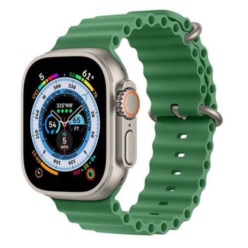 RMPACK Apple Watch Ultra 49mm Pótszíj Szilikon Óraszíj Soft Series Ocean Style Zöld