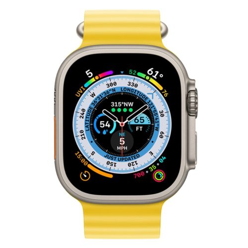 RMPACK Apple Watch Ultra 49mm Pótszíj Szilikon Óraszíj Soft Series Ocean Style Sárga