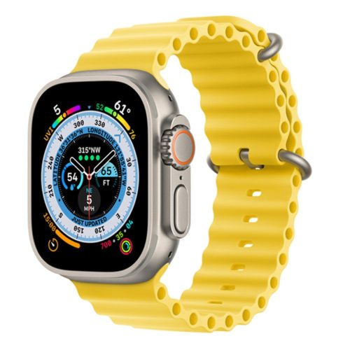 RMPACK Apple Watch Ultra 49mm Pótszíj Szilikon Óraszíj Soft Series Ocean Style Sárga