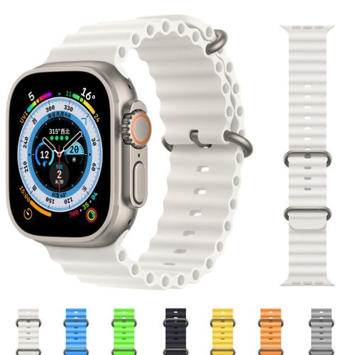 RMPACK Apple Watch Ultra 49mm Pótszíj Szilikon Óraszíj Soft Series Ocean Style Sárga