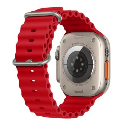 RMPACK Apple Watch Ultra 49mm Pótszíj Szilikon Óraszíj Soft Series Ocean Style Piros