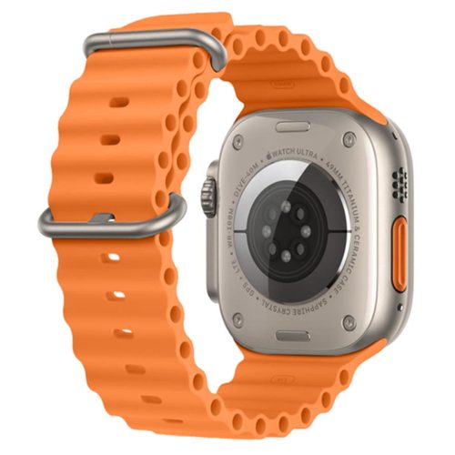 RMPACK Apple Watch Ultra 49mm Pótszíj Szilikon Óraszíj Soft Series Ocean Style Narancssárga