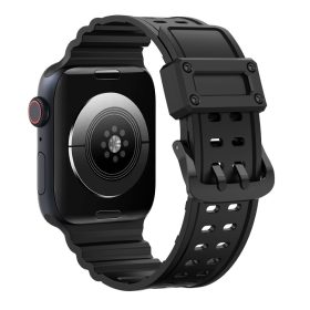   RMPACK Apple Watch Ultra 49mm Óraszíj Szilikon Pótszíj Army Style Series Dual Row Fekete